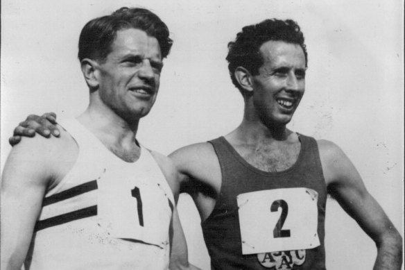 Landy Sets New World Record in Turku. Landy (right) with second-placed Chris Chataway of Britain.