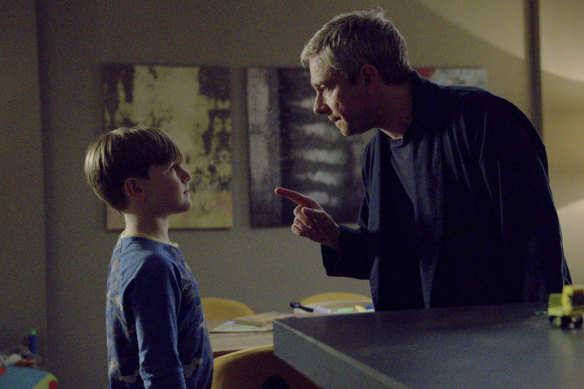 Paul (Martin Freeman, with George Wakeman) isn’t exactly a model parent in the irreverent Breeders.