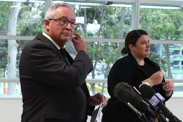 Health Minister Brad Hazzard before the daily COVID-19 briefing on Thursday morning.