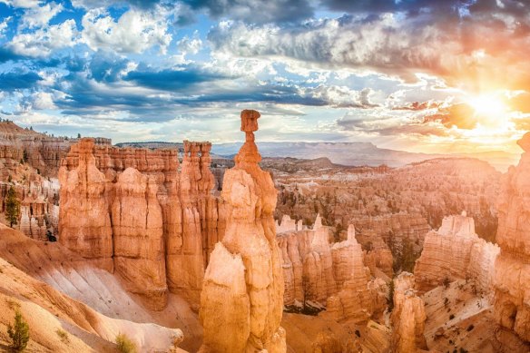 Sandstone formations in scenic Bryce Canyon National Park, Utah.


