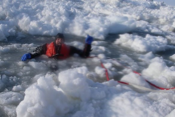 Crossing the Bering Strait in March 2006.