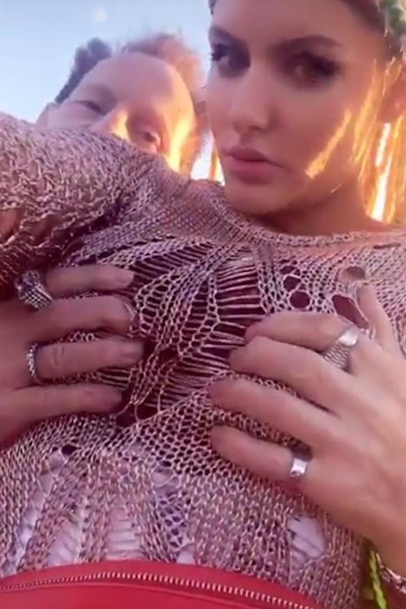 Getting reacquainted: Grecko also uploaded a clip of Edelsten massaging her breasts.