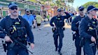 Heavily-armed police outside the SCG on Sunday.