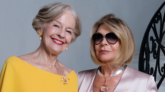 Carla Zampatti with Quentin Bryce at her Woollahra home, Carla is launching her own mag for 55th year in business. 18th February 2020 Photo Louise Kennerley SMH