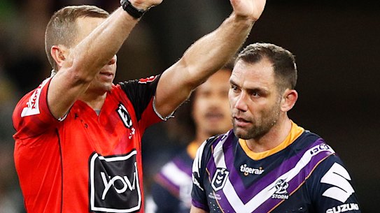 Cameron Smith is sent to the sin bin.