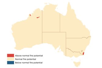 The South Coast will experience above normal fire danger over the coming three months.