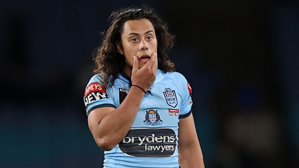 A dejected Jerome Luai during game one. 