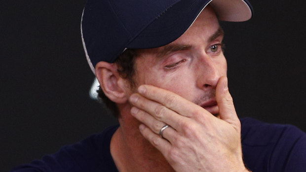 Short-lived: Andy Murray announces his retirement at an emotional press conference in Melbourne in January.