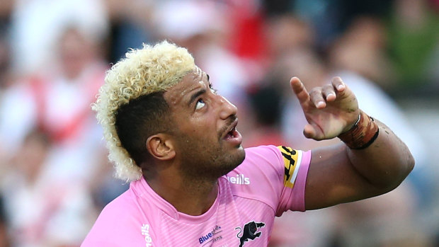Viliame Kikau celebrated a first-half double for Penrith.