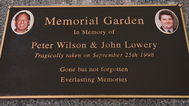 Memorial for workers Peter Wilson and John Lowery killed in the blast.