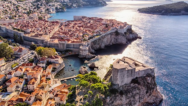 Aerial view of Dubrovnik’s old town.