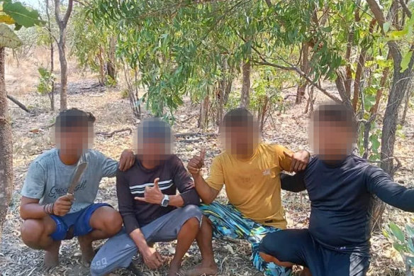 Indonesian trepang men pose for a photo in Australia.