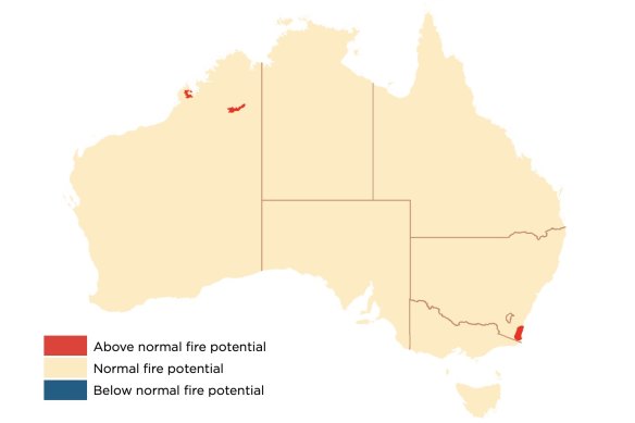 The South Coast will experience above normal fire danger over the coming three months.