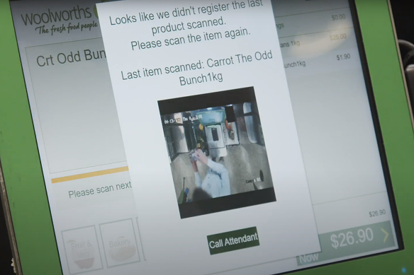 Cameras at Woolworth checkouts use AI to check items are scanned correctly.