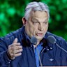 Viktor Orbán speaks to supporters at his Fidesz party’s final campaign rally on Saturday.