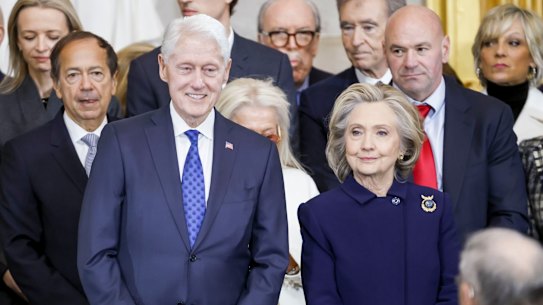 Former US President Bill Clinton, left, and Hillary Clinton, former US secretary of state, right, in Washington in January.
