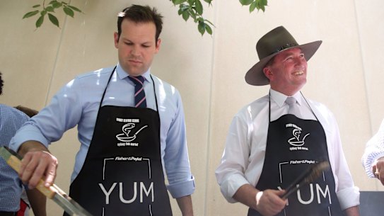 Podcasters Matt Canavan and Barnaby Joyce. 
