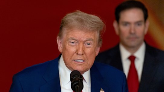 US President Donald Trump during an address following the US bombing of three sites in Iran.