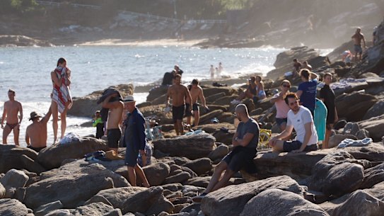 Crowds at the beach in Sydney's eastern suburbs on the weekend.