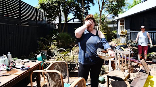 Water levels are dropping and clean up has begun after severe flooding hits Lismore in northern NSW in the worst flood ever recorded on Wednesday March 2 2022. Kym Strow lost her business in town and home with her partner  on Dawson Street. Photo: Elise Derwin / SMH. .