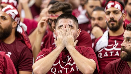 Qatari fans at the opening match of the World Cup between the hosts and Ecuador.