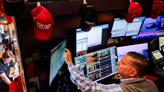 A trader on the floor of the New York Stock Exchange.