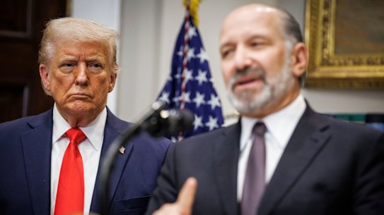 US President Donald Trump, left, and Howard Lutnick, US commerce secretary last month.