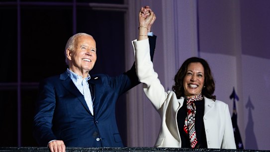 Joe Biden and Kamala Harris together on July 4. 