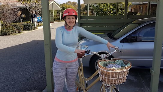 A dorky picture of me with my first (adult) bike, 2.5 years ago, when cycling to work was new and scary and we still had a car. 