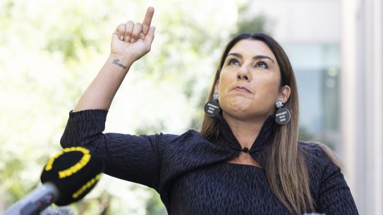 Senator Lidia Thorpe delivers her statement in Canberra on Monday.