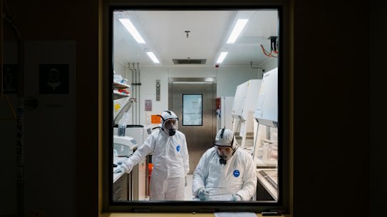 The variant lab – seen here through thick protective glass.