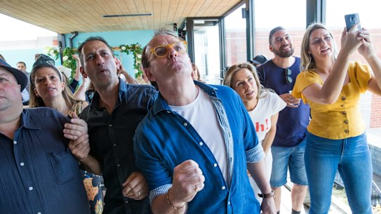 COVID-19. Corona Virus.   Horse owners gathered at the Osbourne Hotel in South Yarra, on the rooftop, Seen here John Oneil (glasses).  Photo by Jason South. 3rd November 2020