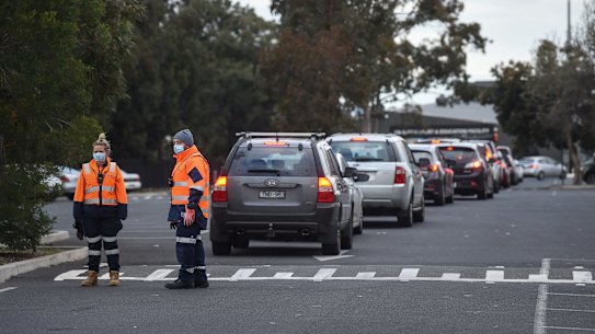 A drive-through testing station in Fawkner.