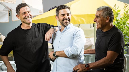 Michael Costanzo from D.O.C,
Fabio Angele from Brunetti Classico and
Luca Sbardella from King & Godfree at the Lygon Street Precinct.