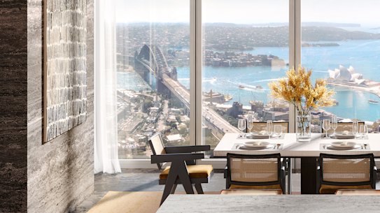 An artist’s impression of the $140 million penthouse sold atop Lendlease’s Residences One tower.