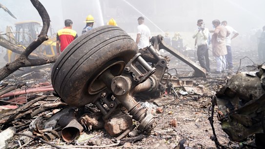 Aircraft landing gear at the crash site.