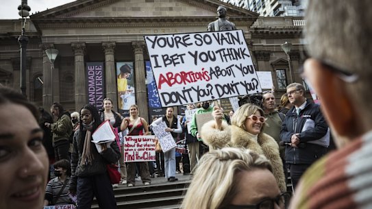 Furious supporters of abortion rights protested in Melbourne today.