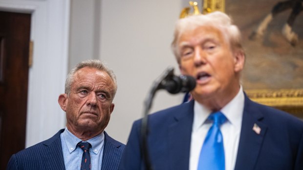 US President Donald Trump, right, and Robert F. Kennedy Jr, US secretary of Health and Human Services, in the Roosevelt Room of the White House in September.