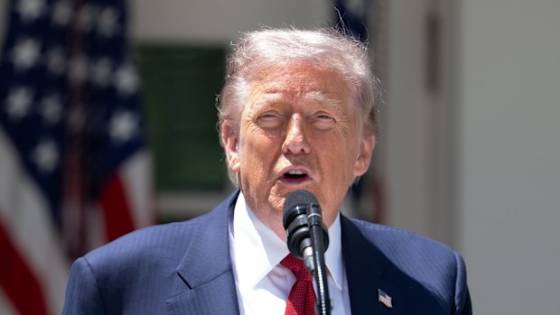 US President Donald Trump during a Mother’s Day luncheon in the Rose Garden of the White House on Friday.