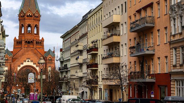 Apartment blocks in the Kreuzberg district of Berlin, Germany.
