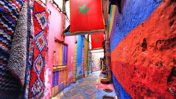 Laneway street art in the medina of Fes in Morocco.
