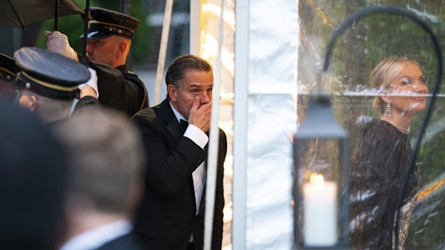 Hunter Biden and wife Melissa Cohen arrive for a state dinner at the White House on June 22.