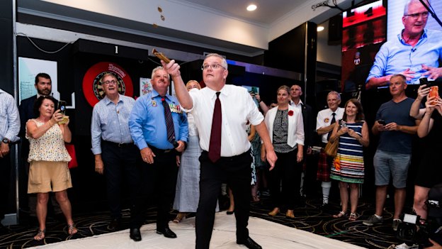 Australian Prime Minister Scott Morrison visits Cazalys Palmerston Club on Anzac Day.