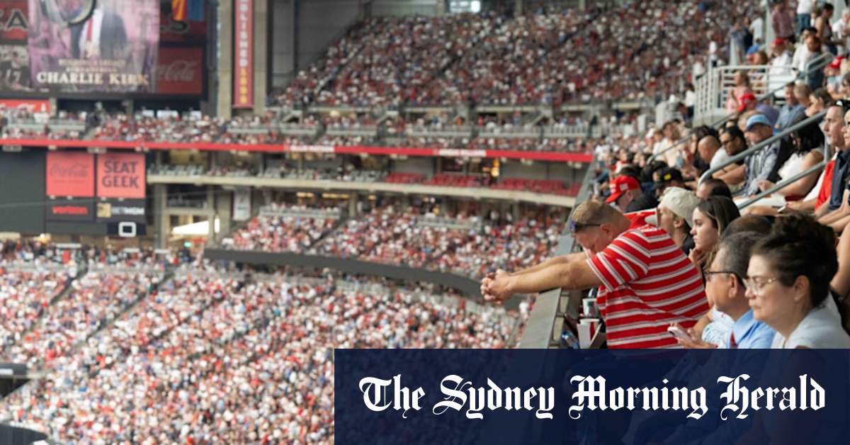 ‘Heavenly FOMO’: Tens of thousands fill arena for Charlie Kirk memorial