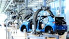 The production line at a VW factory in Dresden.
