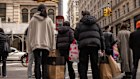 Shoppers in Soho, New York. While Donald Trump tries to depict the recent havoc on the S&P 500 as a parlour game for elites, ordinary Americans tend to be more attuned to gyrations in the stock exchange — and their pensions — than people in other countries.