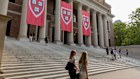 The Widener Library on the Harvard Campus in Cambridge, Massachusetts. 