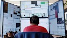 An Optiver employee on the trading floor.