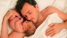 Testosterone levels fall in men who are involved in looking after their babies.