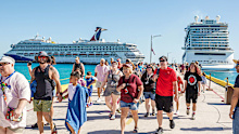 Mexico is a very popular cruising destination. Here, passengers from two cruise ships disembark at Costa Maya on Mexico's Yucatán Peninsula.